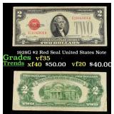 1928G $2 Red Seal United States Note Grades vf++