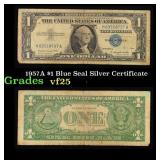 1957A $1 Blue Seal Silver Certificate Grades vf+