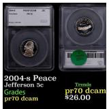 2004-s Peace Proof Jefferson Nickel 5c pr70 dcam S