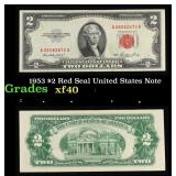 1953 $2 Red Seal United States Note Grades xf