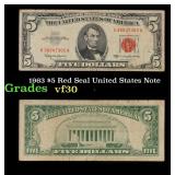 1963 $5 Red Seal United States Note Grades vf++