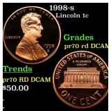 1998-s Proof Lincoln Cent 1c pr70 rd DCAM SEGS