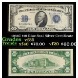 1934C $10 Blue Seal Silver Certificate Grades vf++