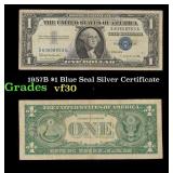 1957B $1 Blue Seal Silver Certificate Grades vf++