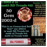 BU Shotgun Lincoln 1c roll, 2002-d 50 pcs Bank Wra