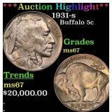 *Highlight* 1931-s Buffalo Nickel 5c ms67 SEGS (fc