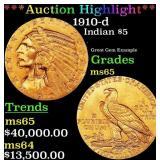 *Highlight* 1910-d Gold Indian Half Eagle $5 GEM U