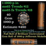 BU Shotgun Jefferson 5c roll, 1980-p 40 pcs Bank $