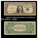 1957B $1 Blue Seal Silver Certificate Grades vf++