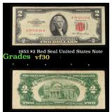 1953 $2 Red Seal United States Note Grades vf++