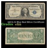 1957A $1 Blue Seal Silver Certificate Grades vf+