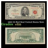 1963 $5 Red Seal United States Note Grades vf++