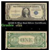 1935E $1 Blue Seal Silver Certificate Grades vf+