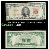 1963 $5 Red Seal United States Note Grades vf++