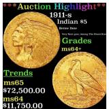 *Highlight* 1911-s Gold Indian Half Eagle $5 Choic