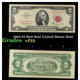 1963 $2 Red Seal United States Note Grades vf++