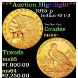 *Highlight* 1915-p Gold Indian Quarter Eagle $2 1/
