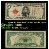 1928F $5 Red Seal United States Note Grades vf++