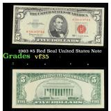 1963 $5 Red Seal United States Note Grades vf++