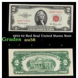 1953 $2 Red Seal United States Note Grades Choice