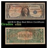 1957B $1 Blue Seal Silver Certificate Grades vf+
