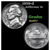 1959-d Jefferson Nickel 5c Grades GEM+ Unc