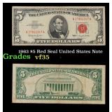 1963 $5 Red Seal United States Note Grades vf++