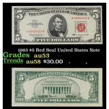 1963 $5 Red Seal United States Note Grades Select
