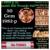 BU Shotgun Lincoln 1c roll, 1982-p 50 pcs Bank Wra