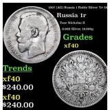 1897 (AG) Russia 1 Ruble Silver Y# 59.3 Grades xf