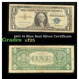 1957 $1 Blue Seal Silver Certificate Grades vf+