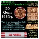BU Shotgun Lincoln 1c roll, 1982-p 50 pcs Bank Wra