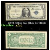 1957B $1 Blue Seal Silver Certificate Grades xf