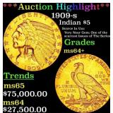 *Highlight* 1909-s Gold Indian Half Eagle $5 ms64+