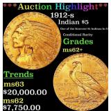 *Highlight* 1912-s Gold Indian Half Eagle $5 ms62+