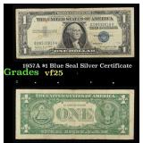 1957A $1 Blue Seal Silver Certificate Grades vf+