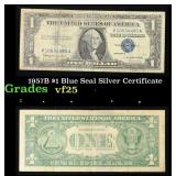 1957B $1 Blue Seal Silver Certificate Grades vf+