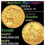 *Highlight* 1913-s Gold Indian Half Eagle $5 ms64+