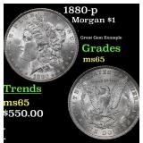 1880-p Morgan Dollar $1 Grades ms65
