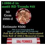 BU Shotgun Lincoln 1c roll, 1986-d 50 pcs Bank Wra