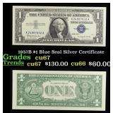 1957B $1 Blue Seal Silver Certificate Grades Gem++