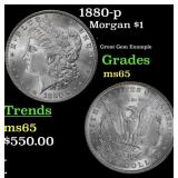 1880-p Morgan Dollar $1 Grades ms65
