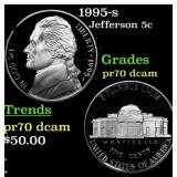 1995-s Proof Jefferson Nickel 5c pr70 dcam SEGS