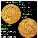 *Highlight* 1912-s Gold Indian Half Eagle $5 ms63+