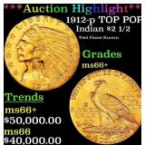 *Highlight* 1912-p Gold Indian Quarter Eagle TOP P