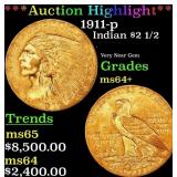 *Highlight* 1911-p Gold Indian Quarter Eagle $2 1/