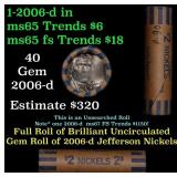 BU Shotgun Jefferson 5c roll, 2006-d 40 pcs Bank $