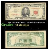 1963 $5 Red Seal United States Note Grades vf deta