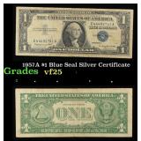 1957A $1 Blue Seal Silver Certificate Grades vf+