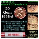 BU Shotgun Lincoln 1c roll, 1968-d 50 pcs Bank Wra